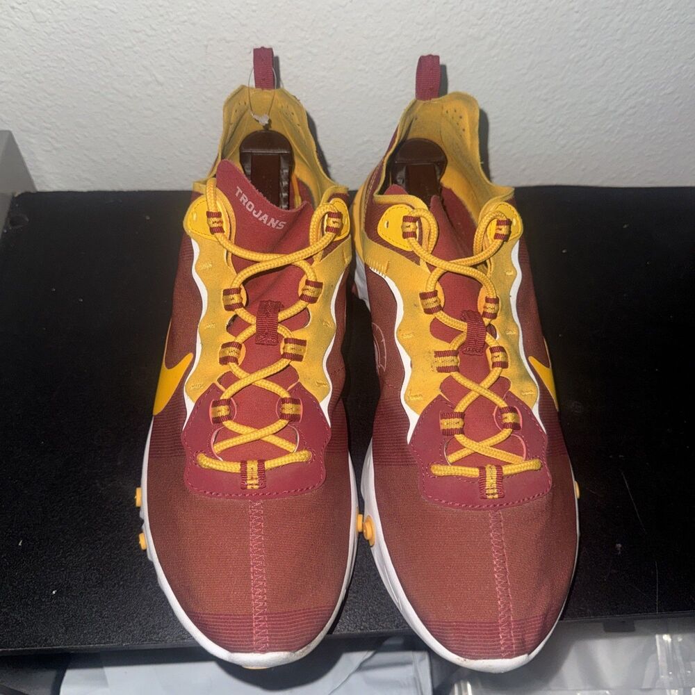 Nike React Element 55 USC Trojans Red Gold NCAA CK4853-600 Men's Size 10.5 - Picture 5 of 7